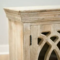 Kirklands Home washed Arched Wooden Cabinet White Sale