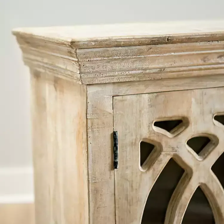 Kirklands Home washed Arched Wooden Cabinet White Sale