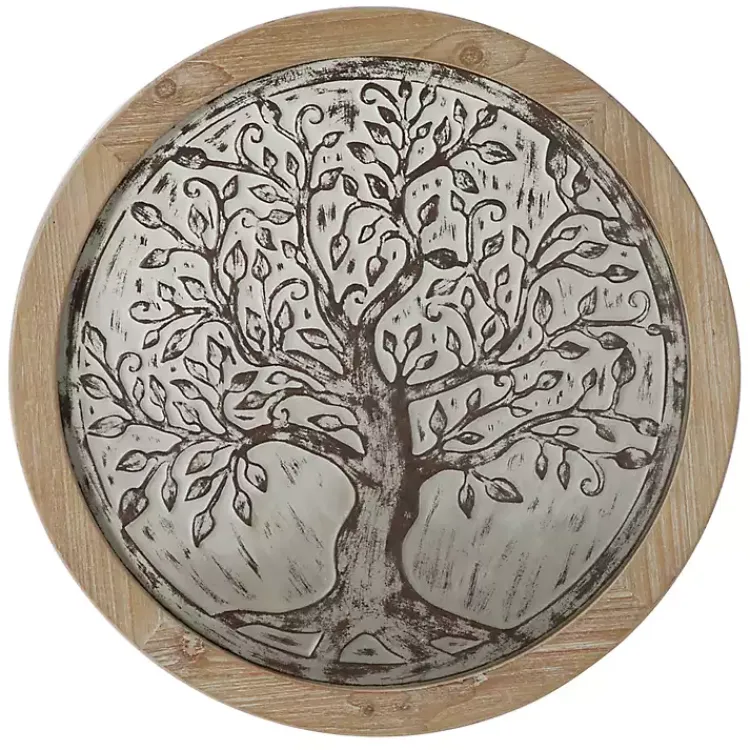 Kirklands Home Whitewashed Bronze Tree Framed Wall Plaque Sale
