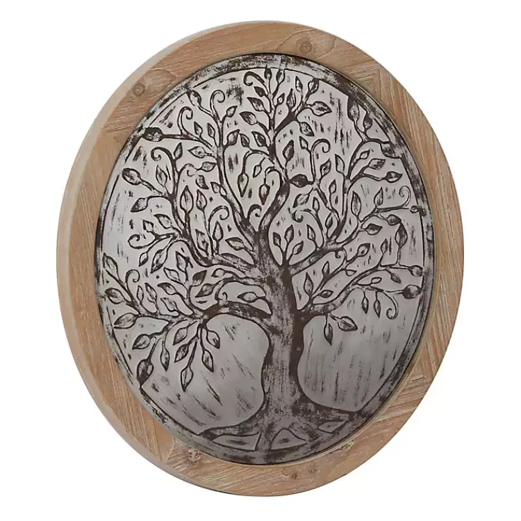 Kirklands Home Whitewashed Bronze Tree Framed Wall Plaque Sale