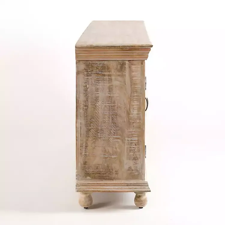 Kirklands Home Whitewashed Carri Glass Door Cabinet Clearance