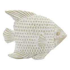 Statues & Figurines>Kirklands Home Whitewashed Ceramic Woven Fish Statue