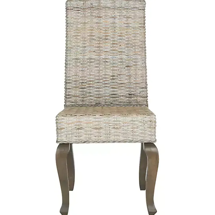 Kirklands Home Whitewashed Kubu Rattan Dining Chairs, Set of 2 Ivory Online