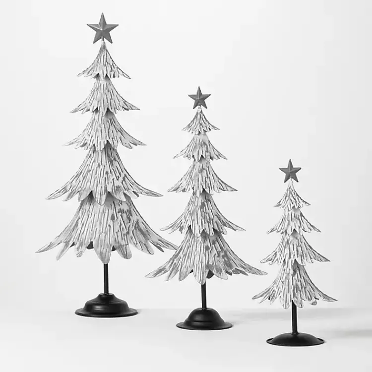 Christmas Decorations>Kirklands Home Whitewashed Metal Christmas Trees, Set of 3