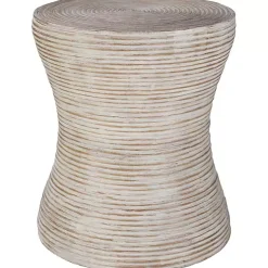 Kirklands Home Whitewashed Natural Rattan Accent Table Best