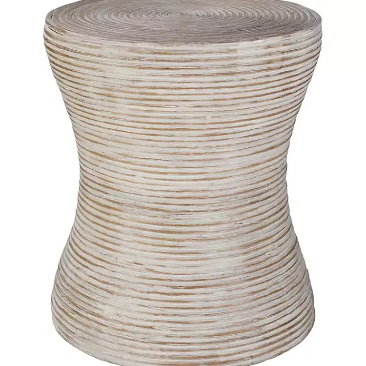 Kirklands Home Whitewashed Natural Rattan Accent Table Best