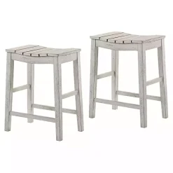 Kirklands Home washed Saddle Seat Counter Stools, Set of 2 White Sale