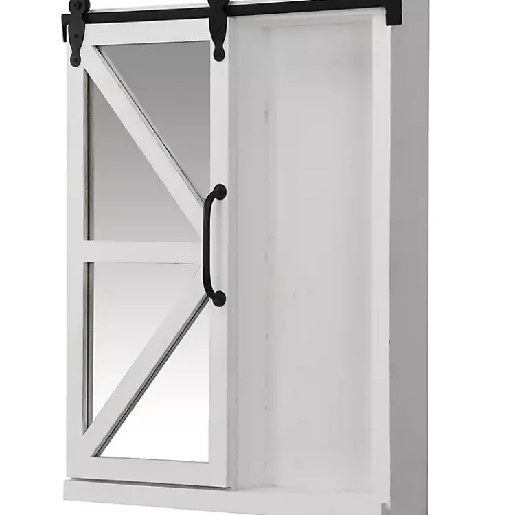 Kirklands Home washed Sliding Barn Door Wall Cabinet White New
