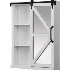 Kirklands Home washed Sliding Barn Door Wall Cabinet White New