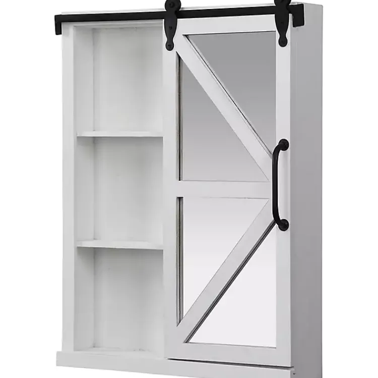 Kirklands Home washed Sliding Barn Door Wall Cabinet White New