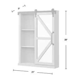Kirklands Home washed Sliding Barn Door Wall Cabinet White New