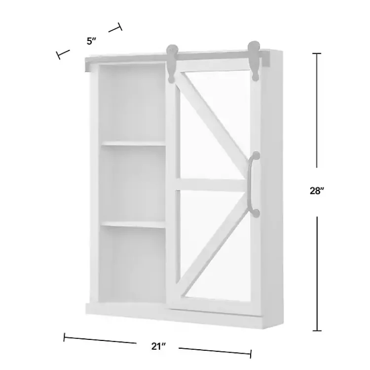 Kirklands Home washed Sliding Barn Door Wall Cabinet White New