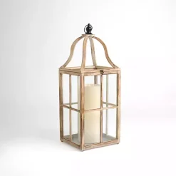 Lanterns>Kirklands Home Whitewashed Wood Brier Lantern, 23 in.