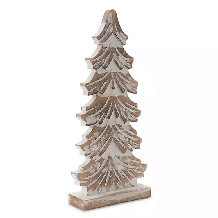 Christmas Decorations>Kirklands Home Whitewashed Wood Carved Pine Trees, Set of 3