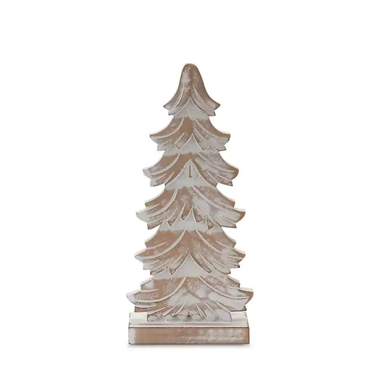 Christmas Decorations>Kirklands Home Whitewashed Wood Carved Pine Trees, Set of 3