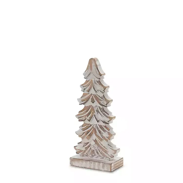 Christmas Decorations>Kirklands Home Whitewashed Wood Carved Pine Trees, Set of 3