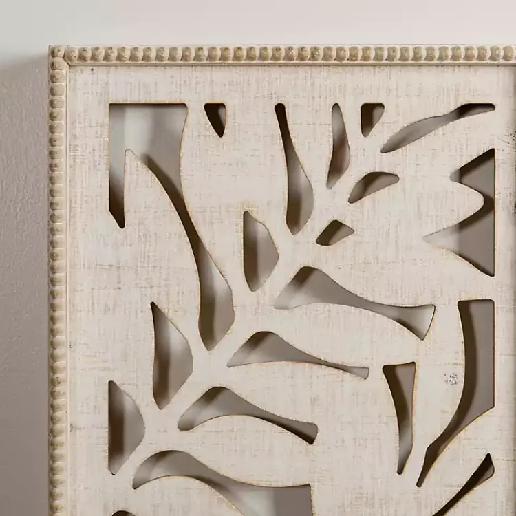 Kirklands Home washed Wood Fern Wall Plaques, Set of 2 White Outlet