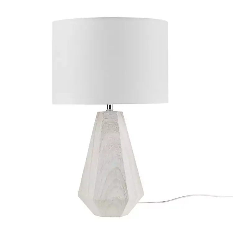 Kirklands Home washed Wood Flynn Table Lamp White