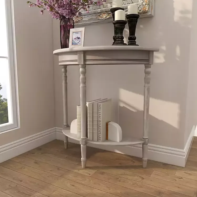 Kirklands Home Whitewashed Wood Half Moon Console Table Brown Hot