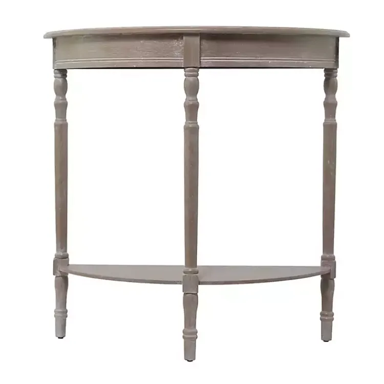 Kirklands Home Whitewashed Wood Half Moon Console Table Brown Hot