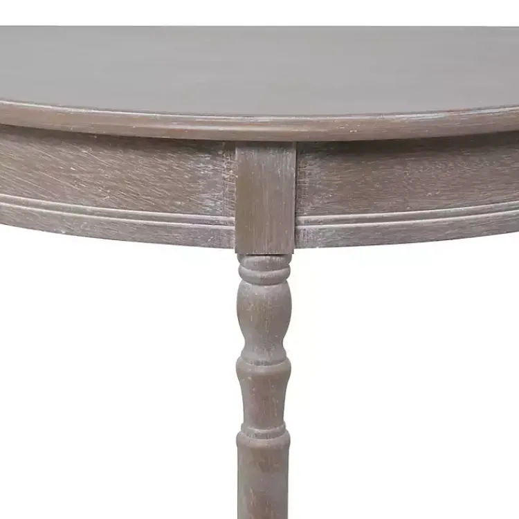 Kirklands Home Whitewashed Wood Half Moon Console Table Brown Hot