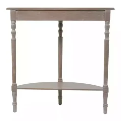 Kirklands Home Whitewashed Wood Half Moon Console Table Brown Hot