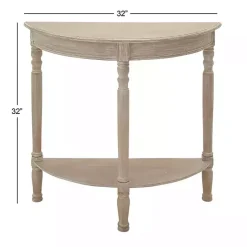 Kirklands Home Whitewashed Wood Half Moon Console Table Brown Hot