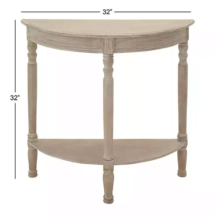 Kirklands Home Whitewashed Wood Half Moon Console Table Brown Hot