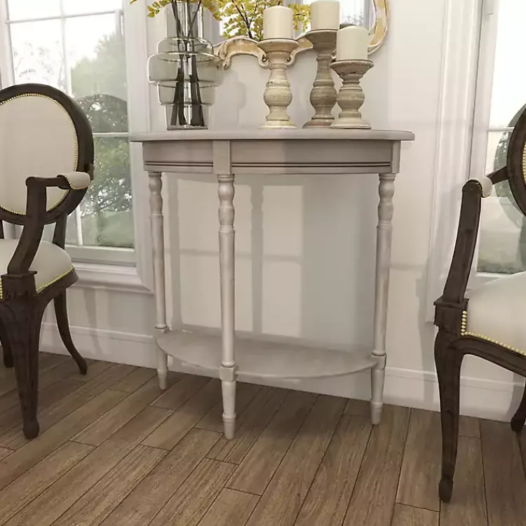 Kirklands Home Whitewashed Wood Half Moon Console Table Brown Hot