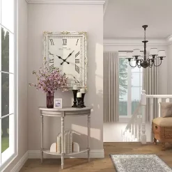 Kirklands Home Whitewashed Wood Half Moon Console Table Brown Hot