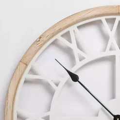 Kirklands Home Whitewashed Wood Open Face Wall Clock Outlet