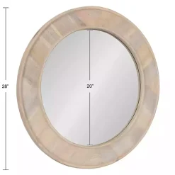 Kirklands Home washed Woodgrain Round Wall Mirror White Discount