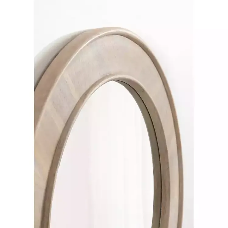 Kirklands Home washed Woodgrain Round Wall Mirror White Discount