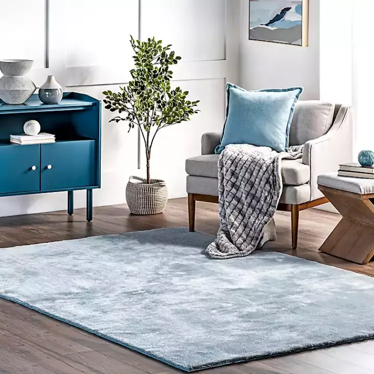 Kirklands Home Whitlow Shag Washable Area Rug, 6x9 Blue Hot