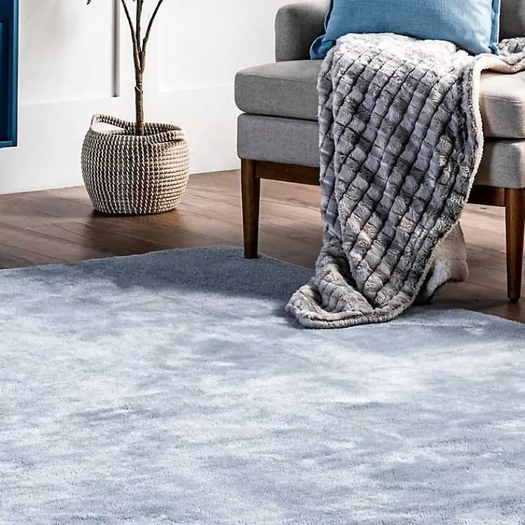 Kirklands Home Whitlow Shag Washable Area Rug, 6x9 Blue Hot