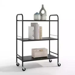 Kirklands Home Wide Metal 3-Tier Storage Cart Black Sale