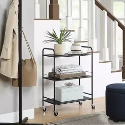 Kirklands Home Wide Metal 3-Tier Storage Cart Black Sale