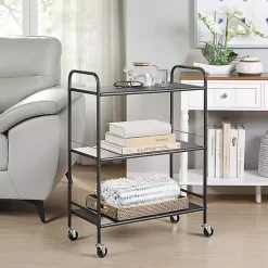 Kirklands Home Wide Metal 3-Tier Storage Cart Black Sale