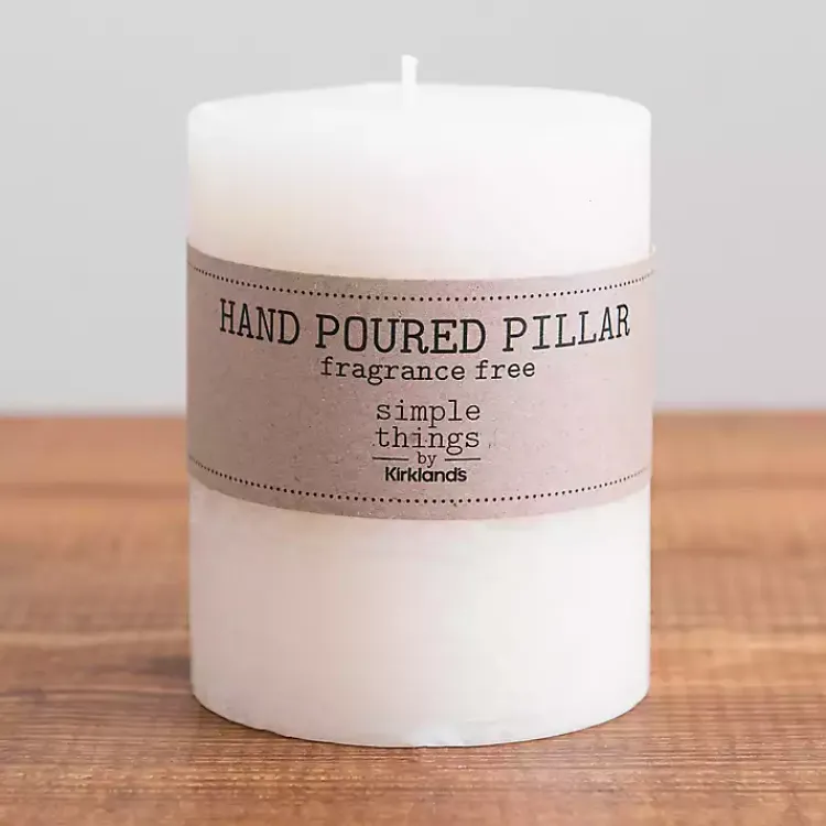 Candles>Kirklands Home Wide Unscented Pillar Candle, 5 in. Ivory