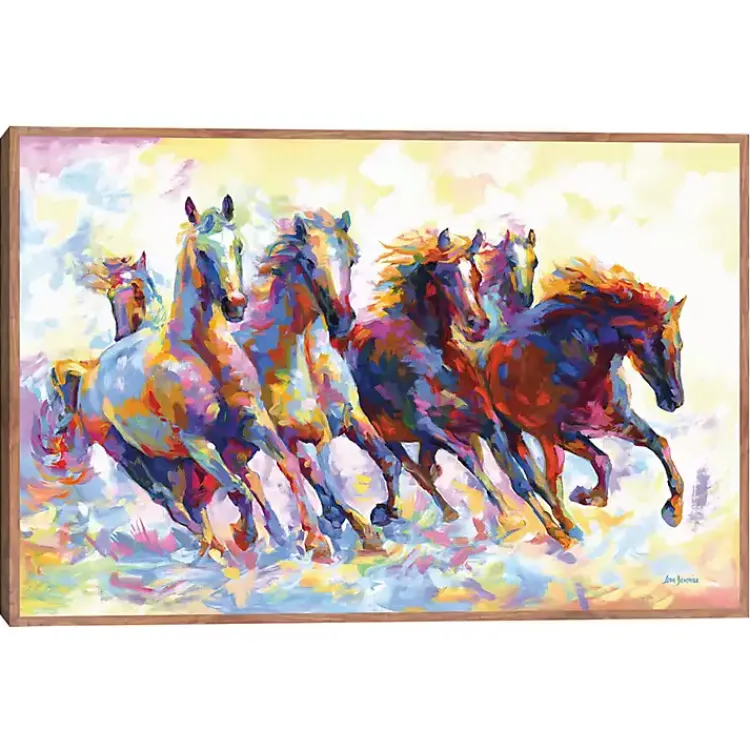 Kirklands Home Wild Horses Running Framed Canvas Art Print Multi Outlet