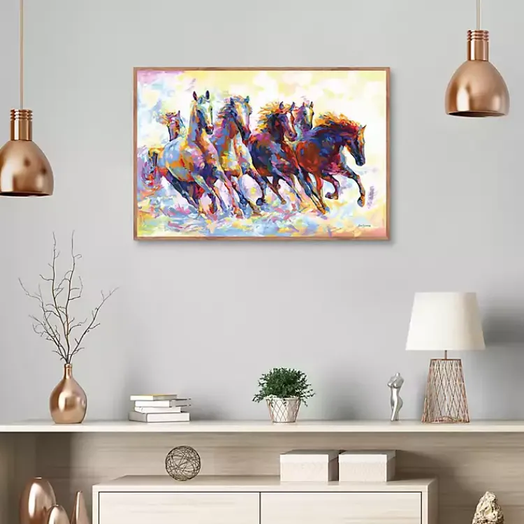 Kirklands Home Wild Horses Running Framed Canvas Art Print Multi Outlet