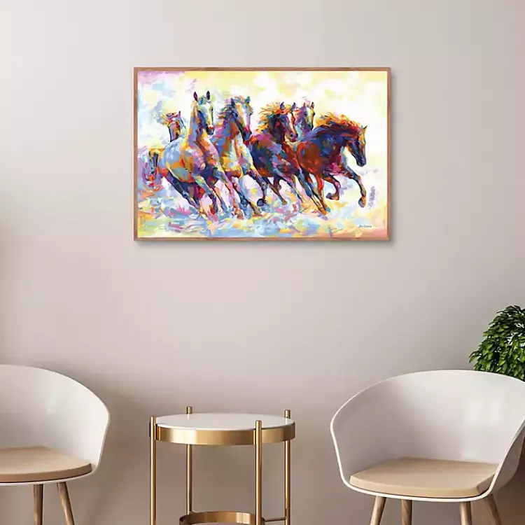 Kirklands Home Wild Horses Running Framed Canvas Art Print Multi Outlet