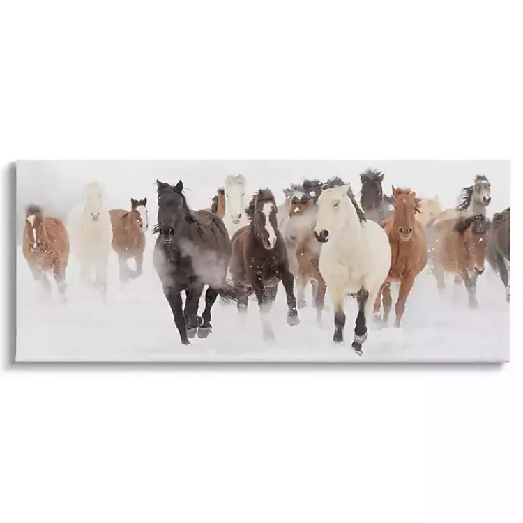 Kirklands Home Wild Winter Horses Canvas Art Print, 48x20 in. New