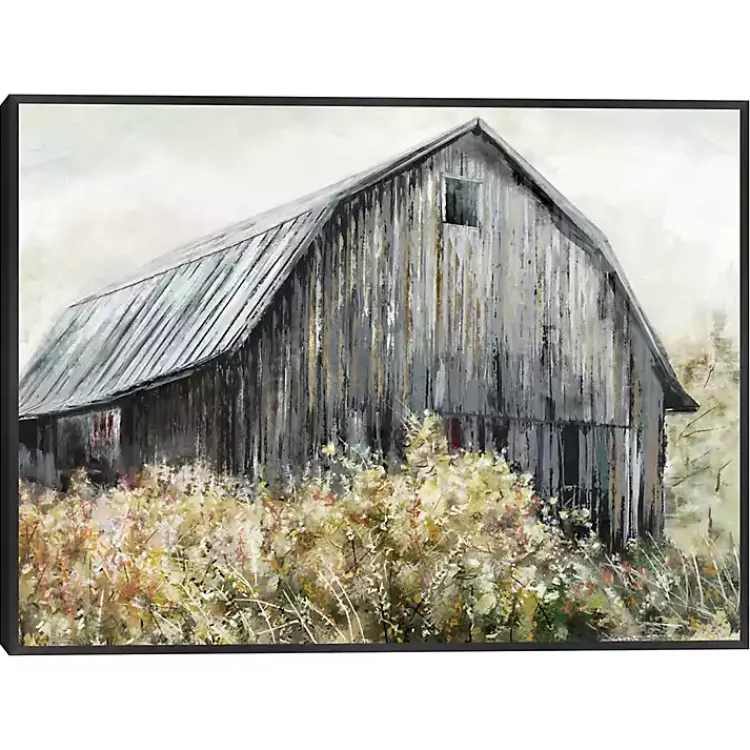 Kirklands Home Wildflower Barn Framed Canvas Art Print, 40x30 in. Gray Hot