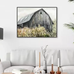 Kirklands Home Wildflower Barn Framed Canvas Art Print, 40x30 in. Gray Hot