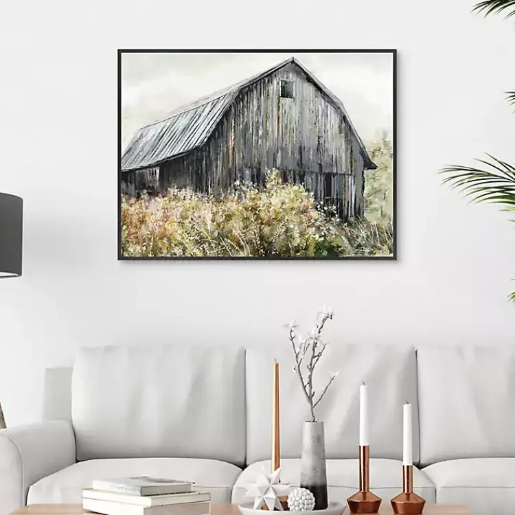 Kirklands Home Wildflower Barn Framed Canvas Art Print, 40x30 in. Gray Hot