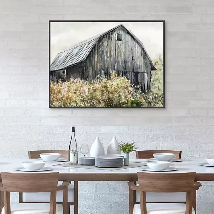 Kirklands Home Wildflower Barn Framed Canvas Art Print, 40x30 in. Gray Hot