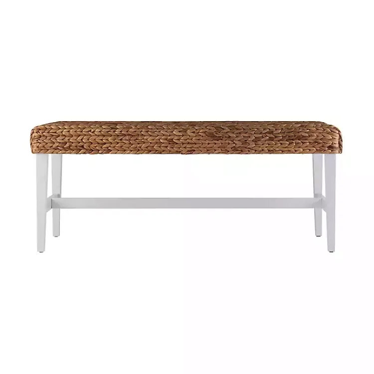 Kirklands Home Wiley Woven Hyacinth Bench with White Base Best