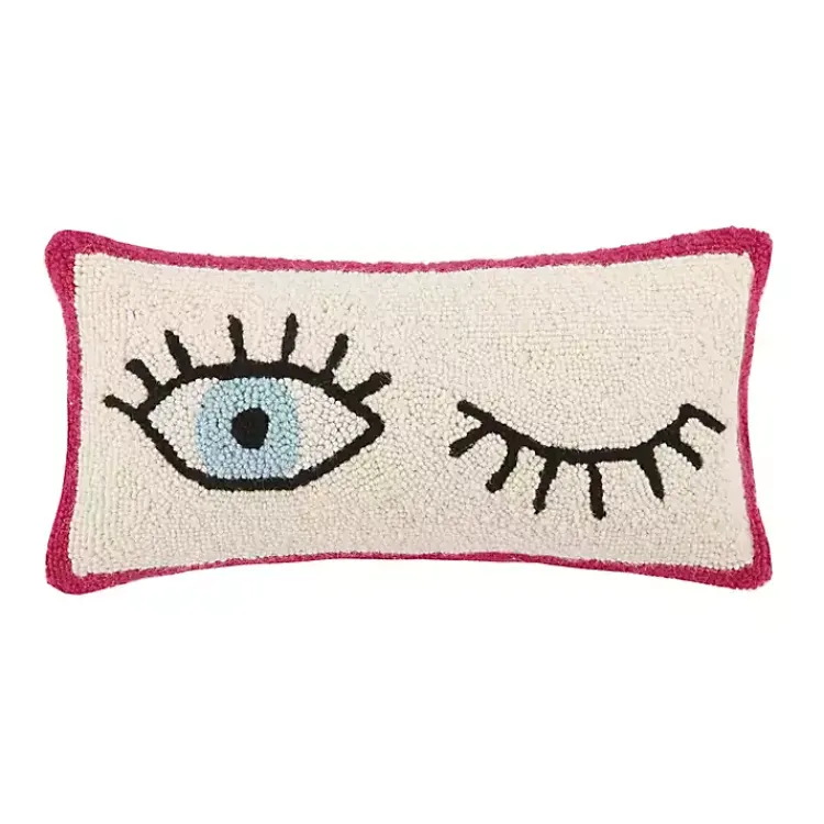 Pillows>Kirklands Home Wink Wink Hooked Lumbar Pillow White
