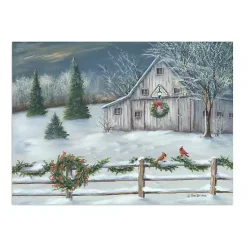 Christmas Art & Wall Decor>Kirklands Home Winter Barn Landscape Canvas Art Print